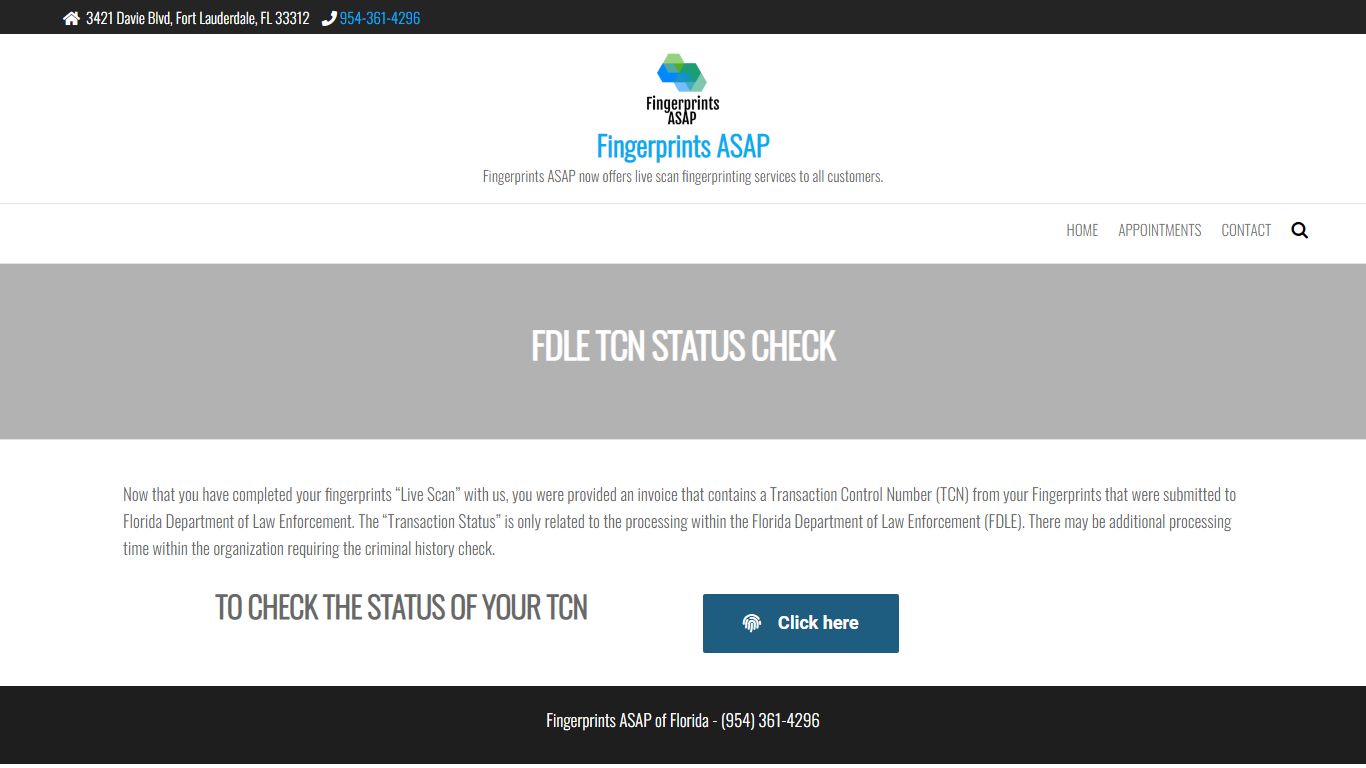 FDLE TCN STATUS CHECK - Florida Fingerprints ASAP